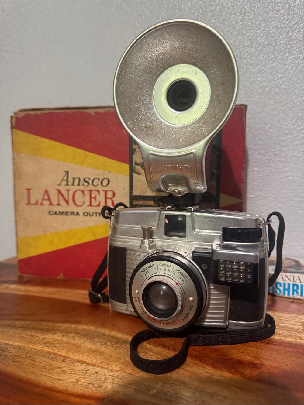 Vintage Ansco Lancer Camera Outfit Box Set with Flash Attachment & Sylvania M3 F